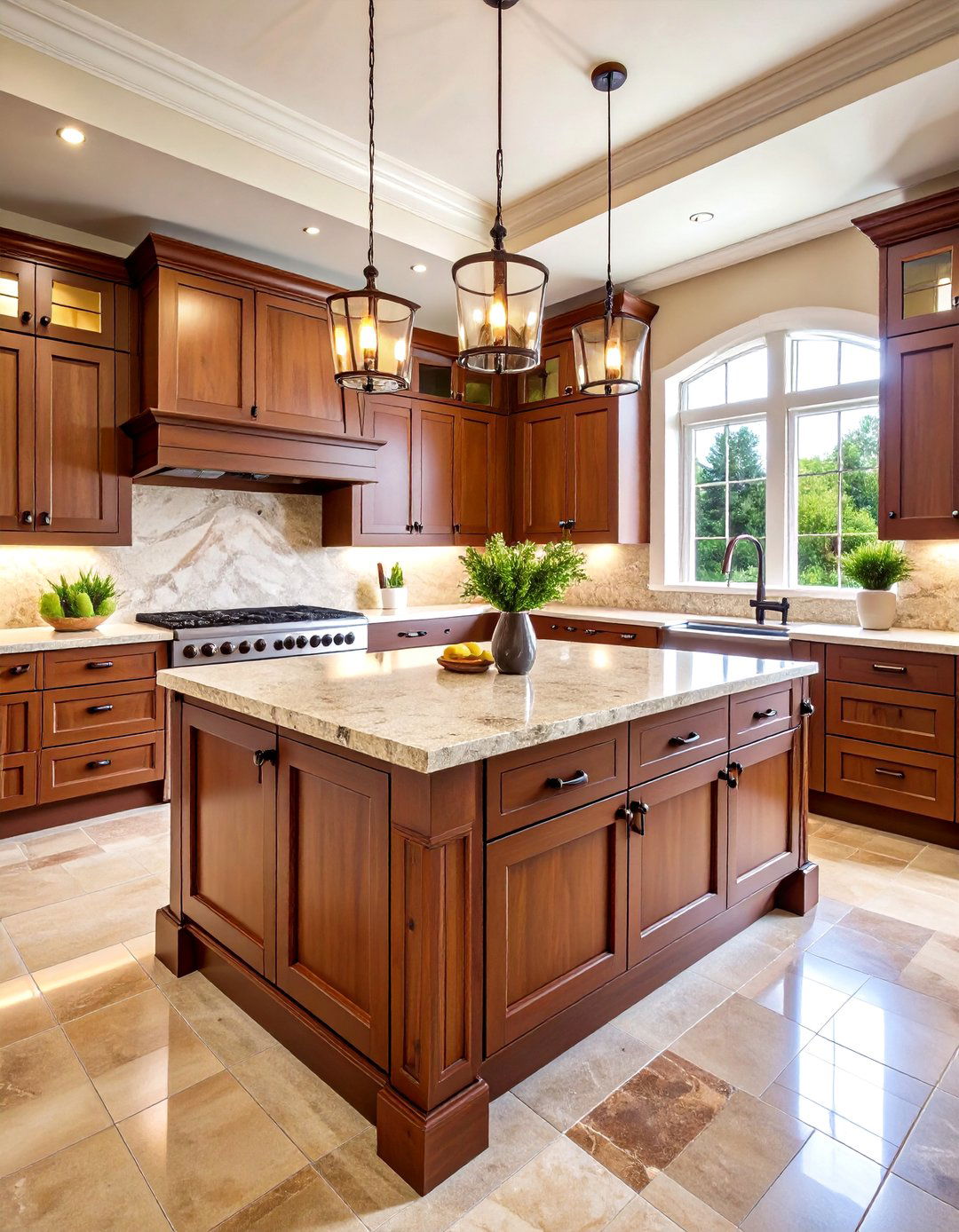 Brown and Cream Classic Kitchen - 24 Brown Kitchen Ideas