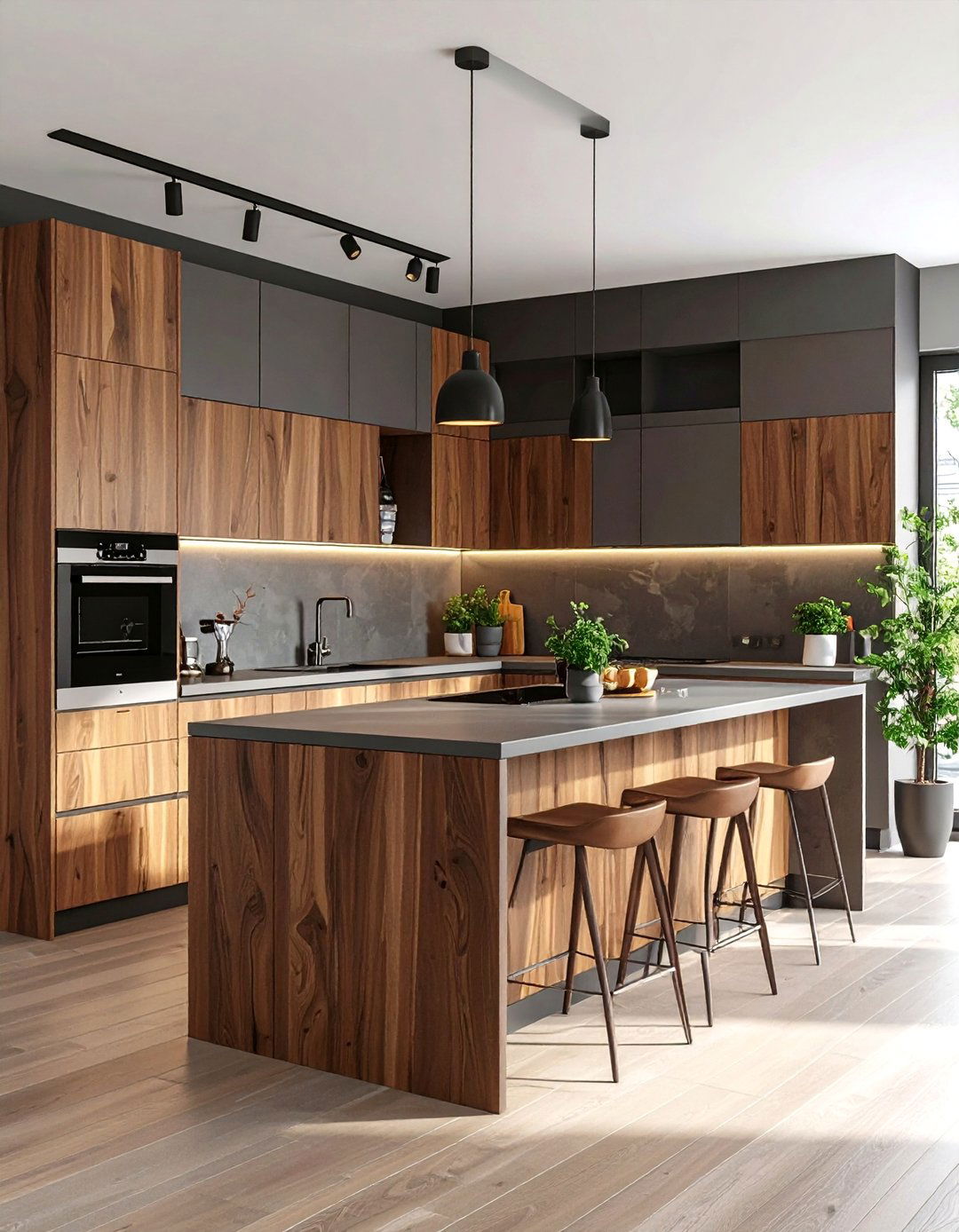 Brown and Gray Contemporary Kitchen - 24 Brown Kitchen Ideas