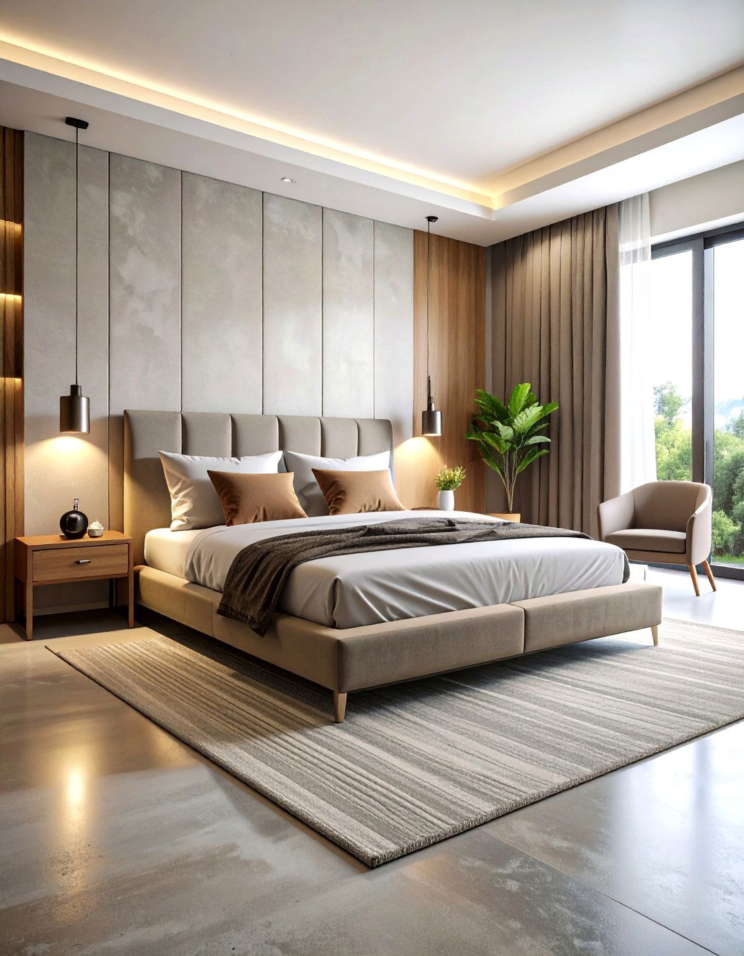 Brushed Concrete Bedroom Surfaces - 24 Concrete Floor Bedroom Ideas