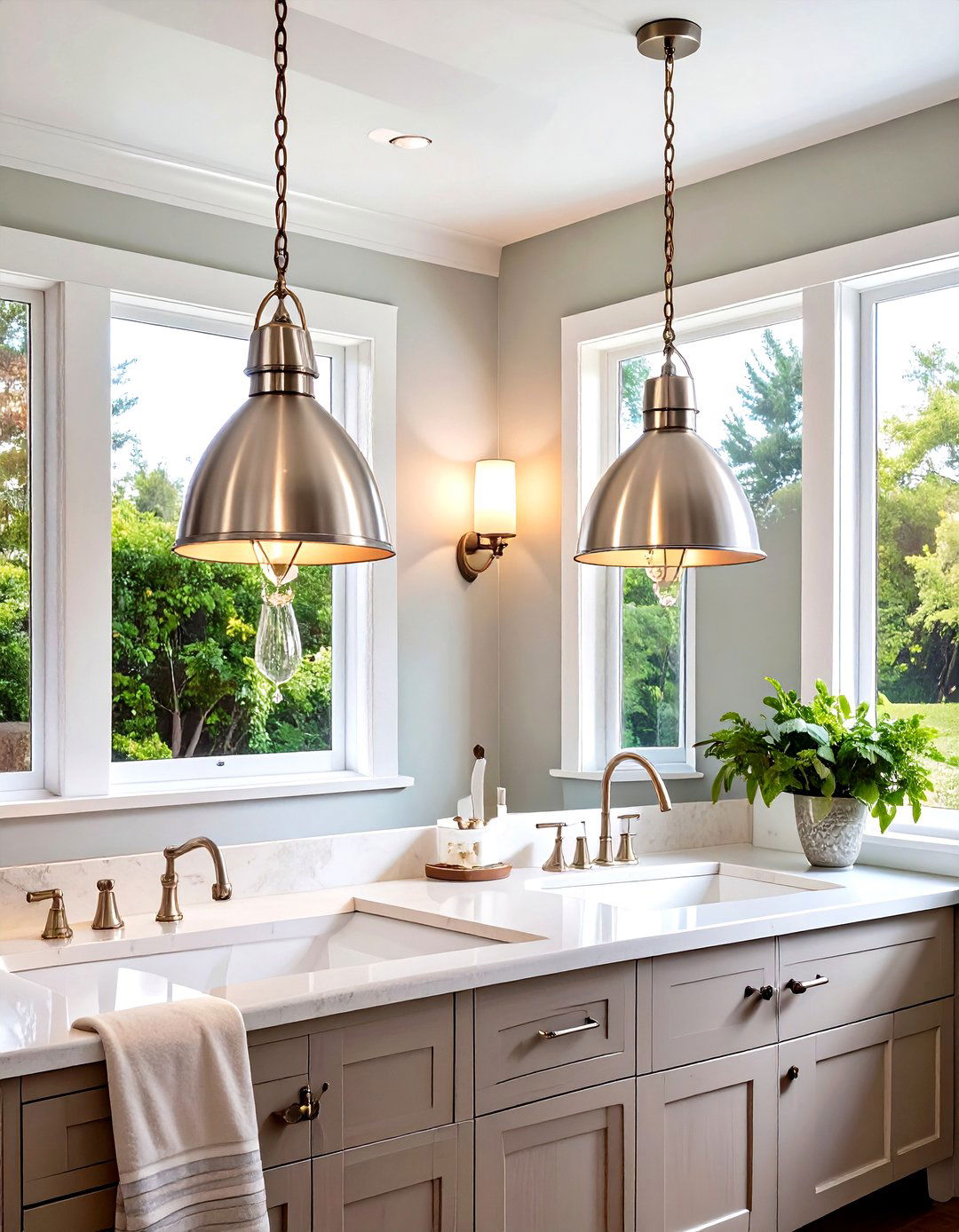 Brushed Nickel Traditional Pendant Lighting - 24 Bathroom Pendant Lighting Ideas