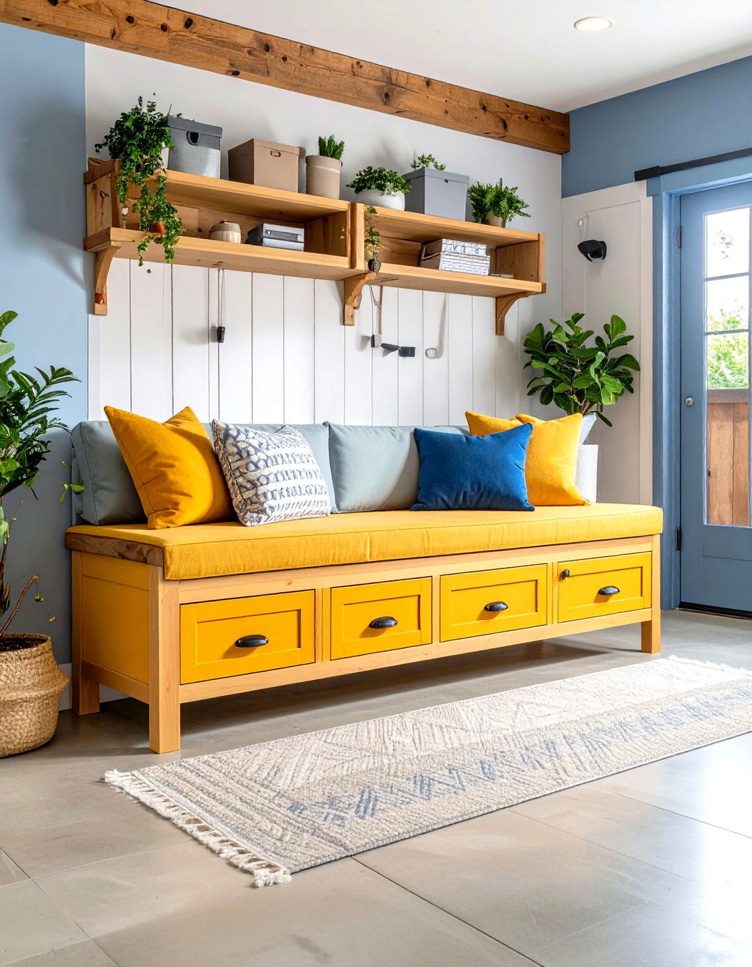 Built In Bench with Drawers - 24 Garage Entryway Ideas