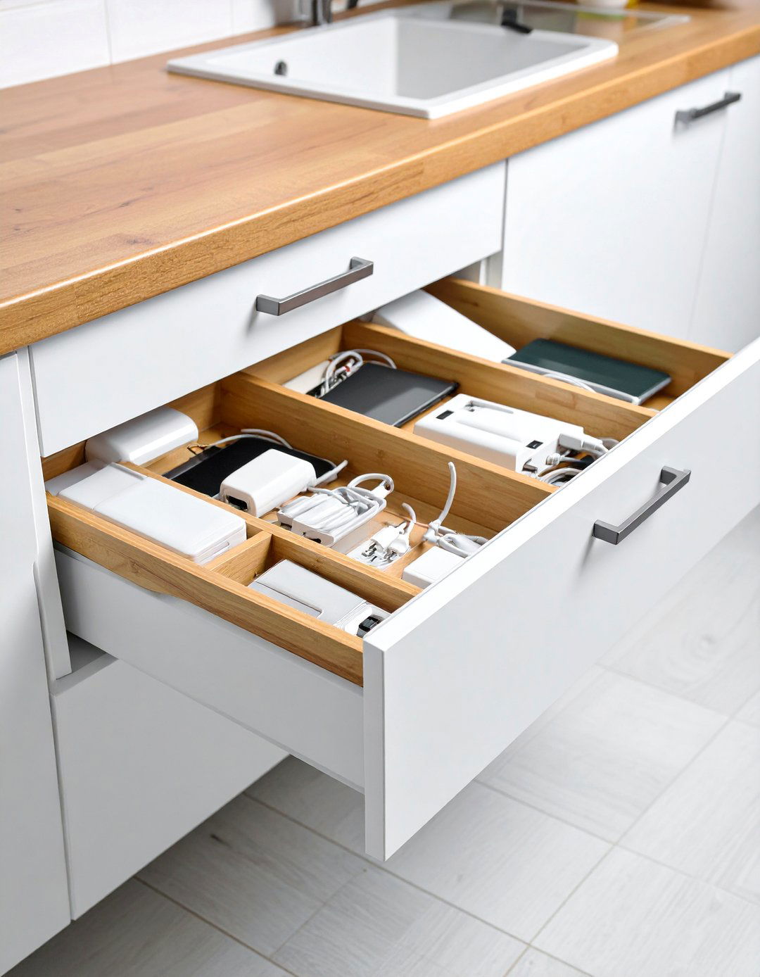 Built In Charging Station Drawers - 24 Small Kitchen Storage Ideas