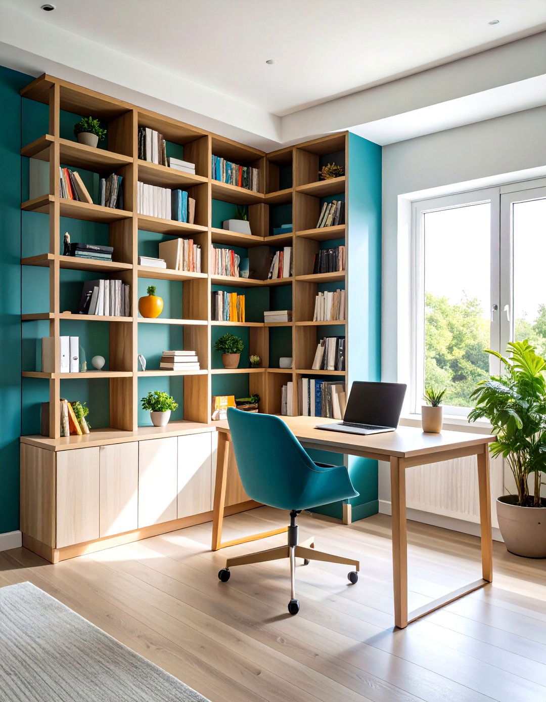 Built In Corner Bookshelf with Custom Storage - 24 Corner Bookshelf Ideas