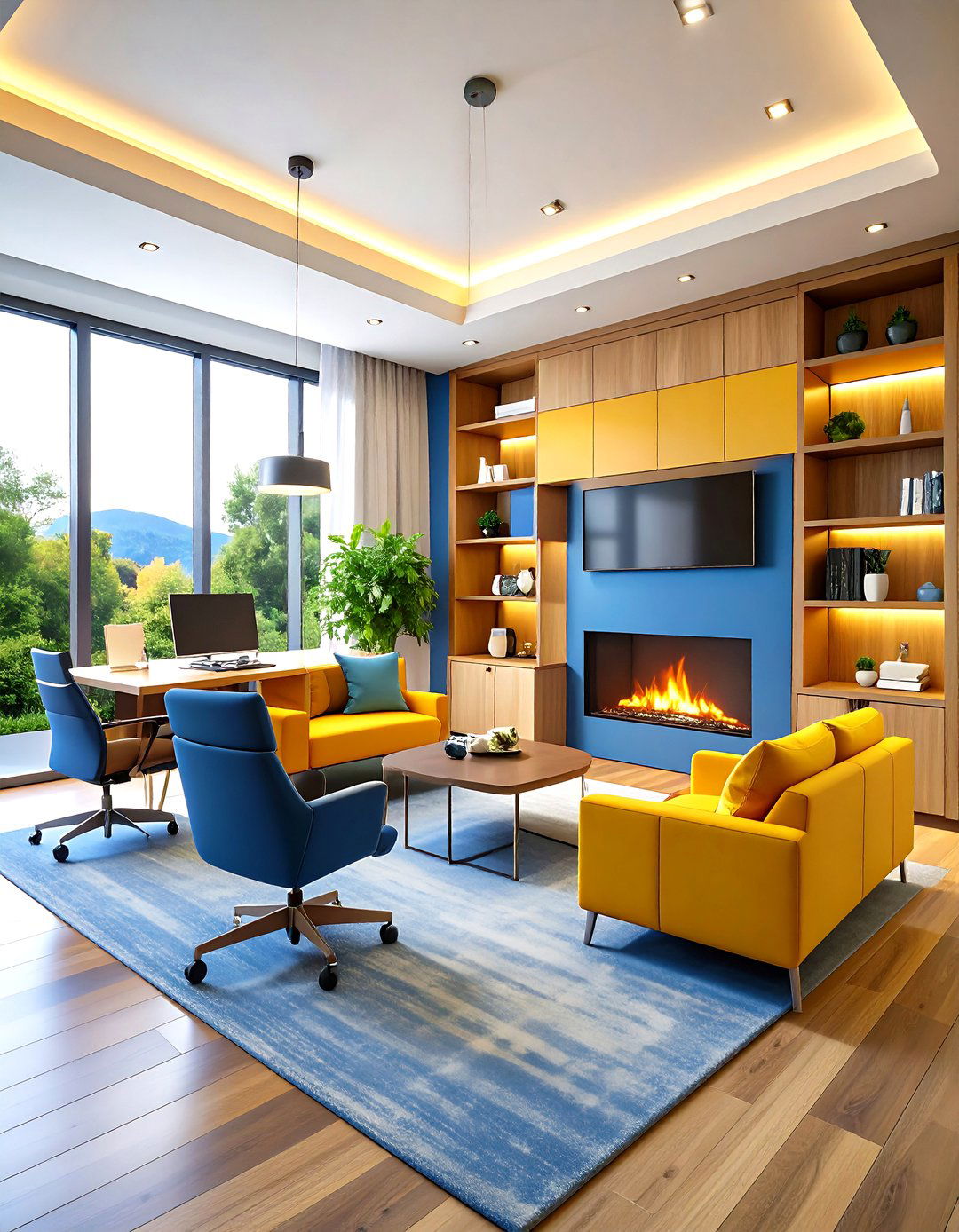 Built In Fireplace Entertainment Center - 24 Home Office With Fireplace Ideas