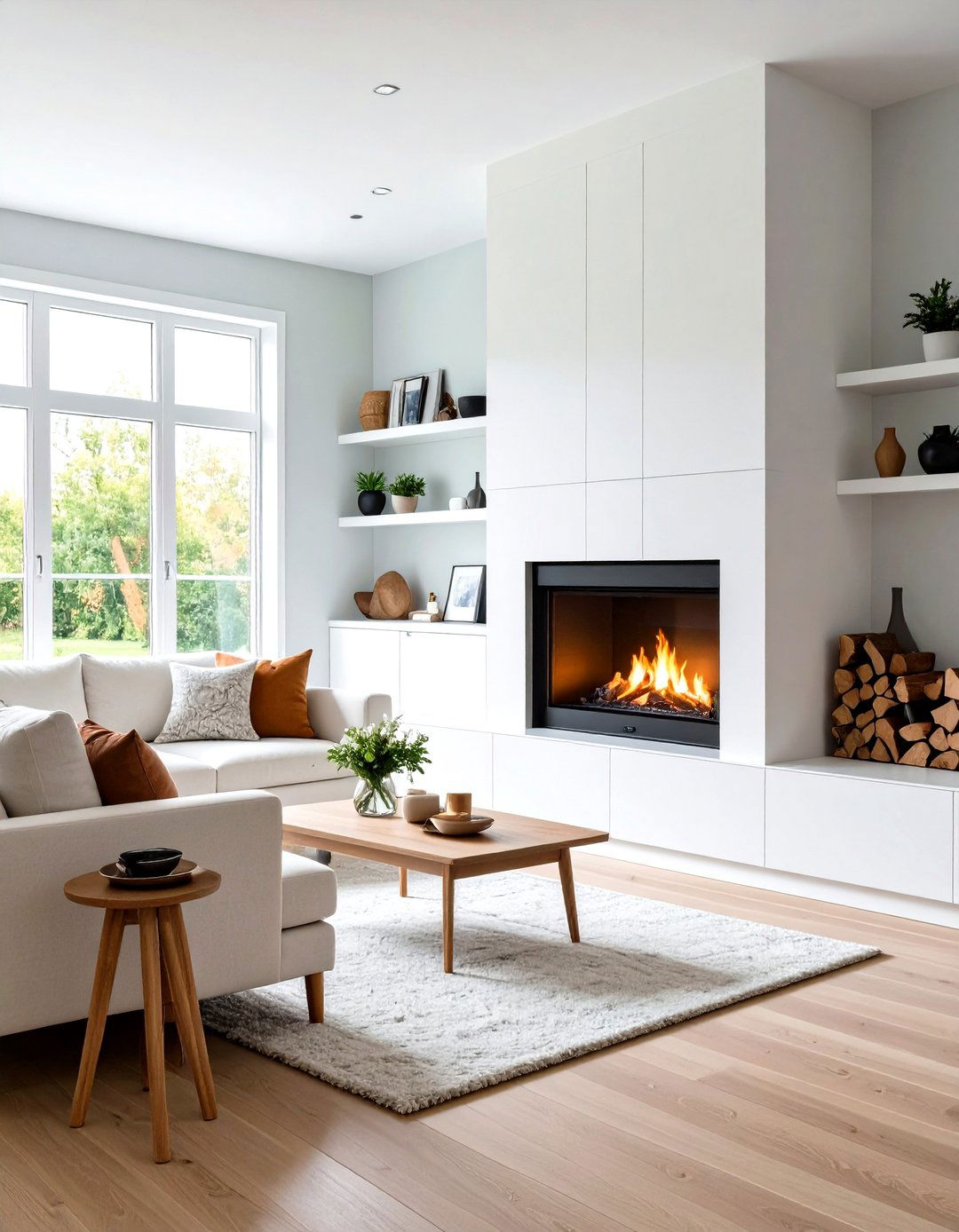 Built In Media Wall Fireplaces - 24 Scandinavian Fireplace Ideas