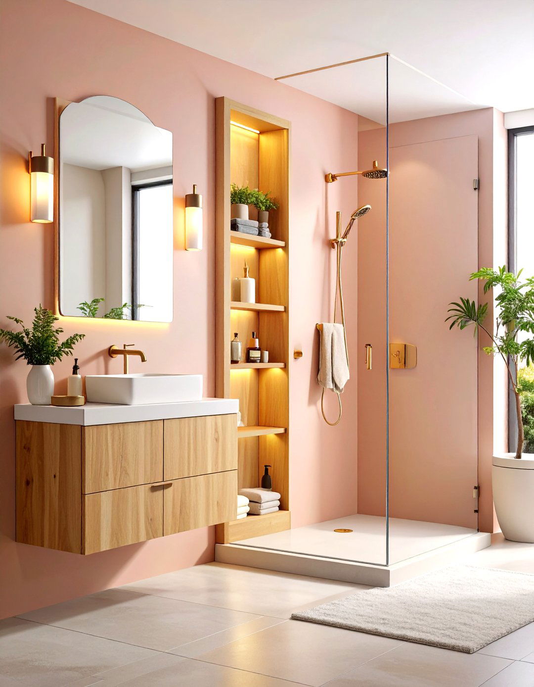 Built In Shelf Storage Solutions - 24 Small Bathroom Walk in Shower Ideas