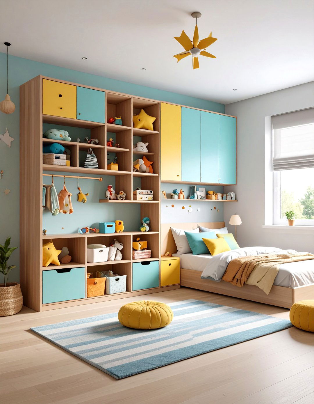 Built In Storage Wall Systems - 24 Shared Kids' Room Design Ideas