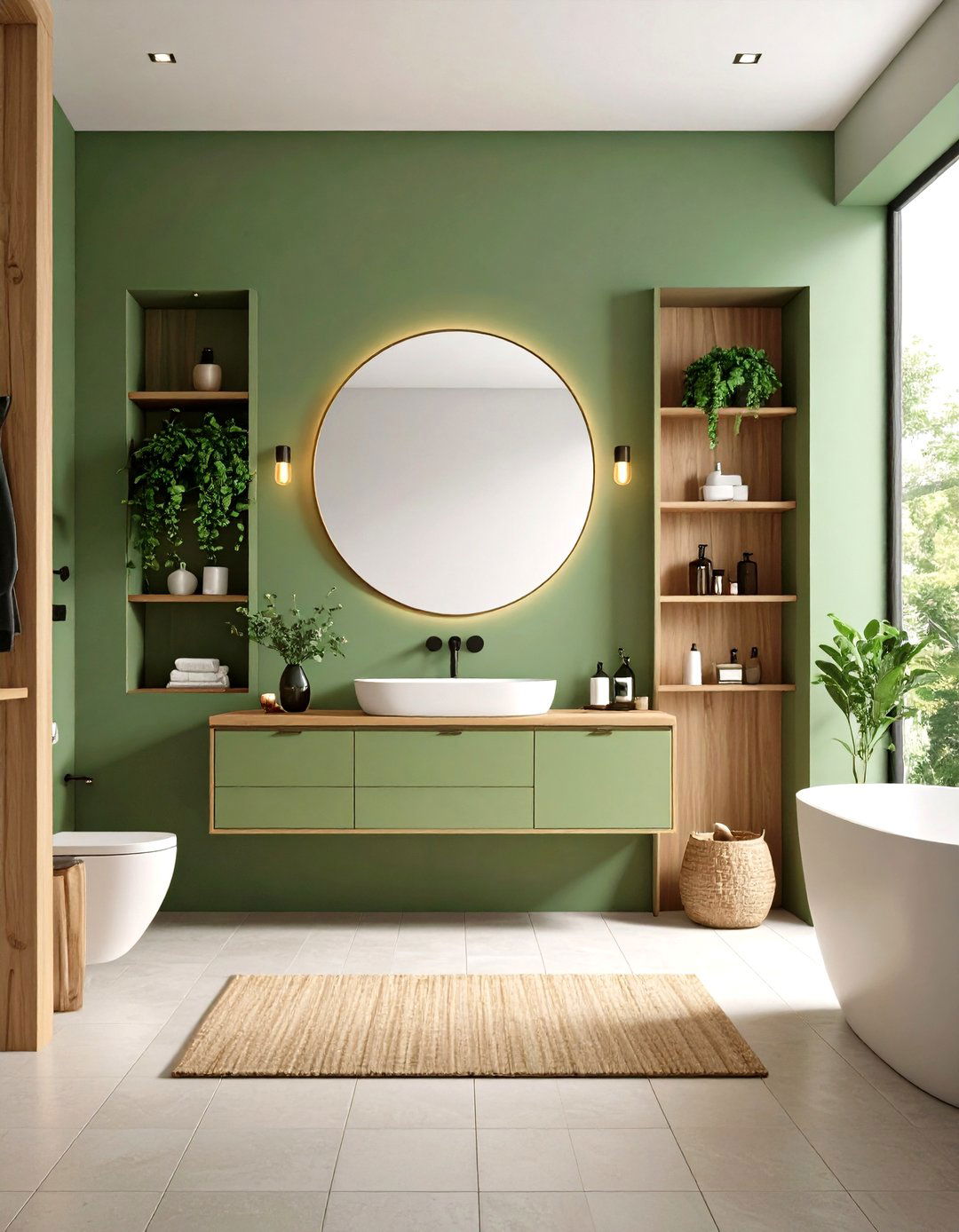 Built In Vanity with Surrounding Storage Niches