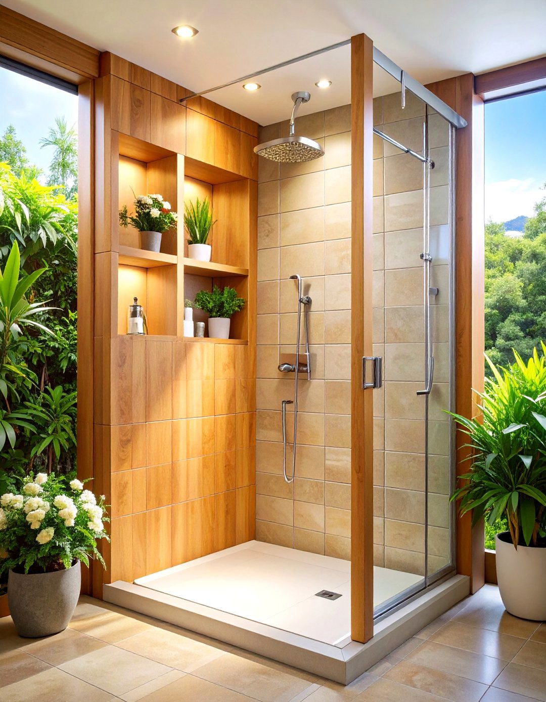 Built In Wall Niche Storage with Tile Integration - 24 Bathroom Storage Ideas