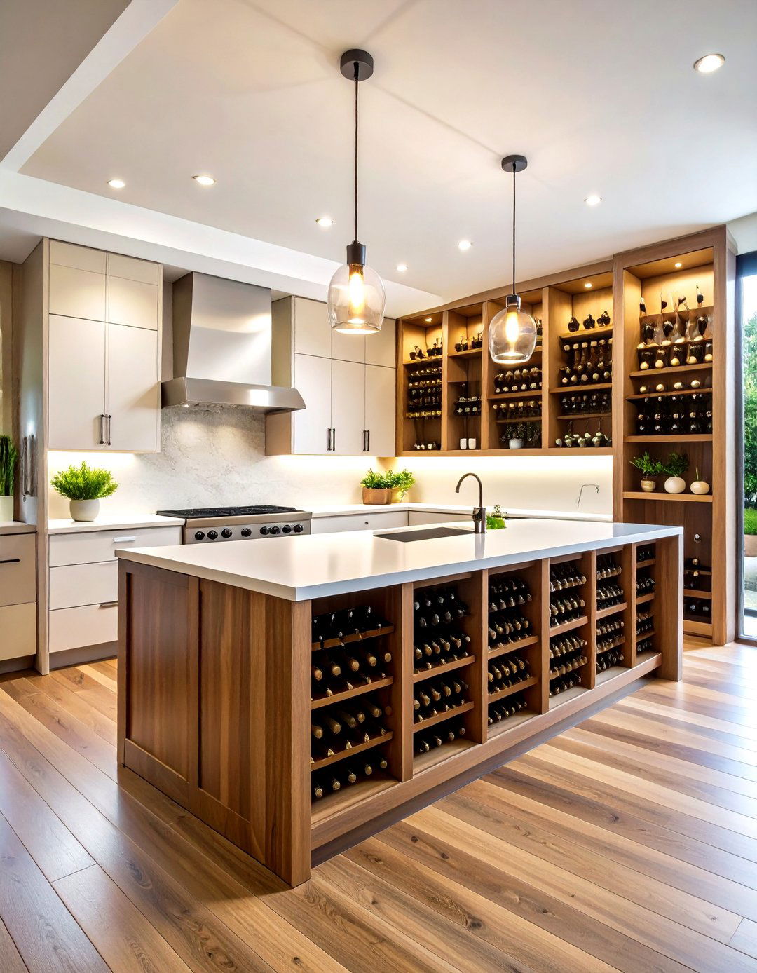 Built In Wine Storage Display - 24 Mid-century Modern Kitchen Ideas