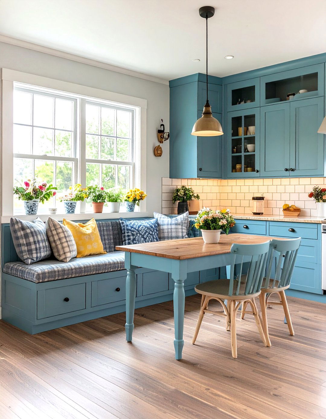 Built in Banquette Kitchen - 24 White Farmhouse Kitchen Ideas