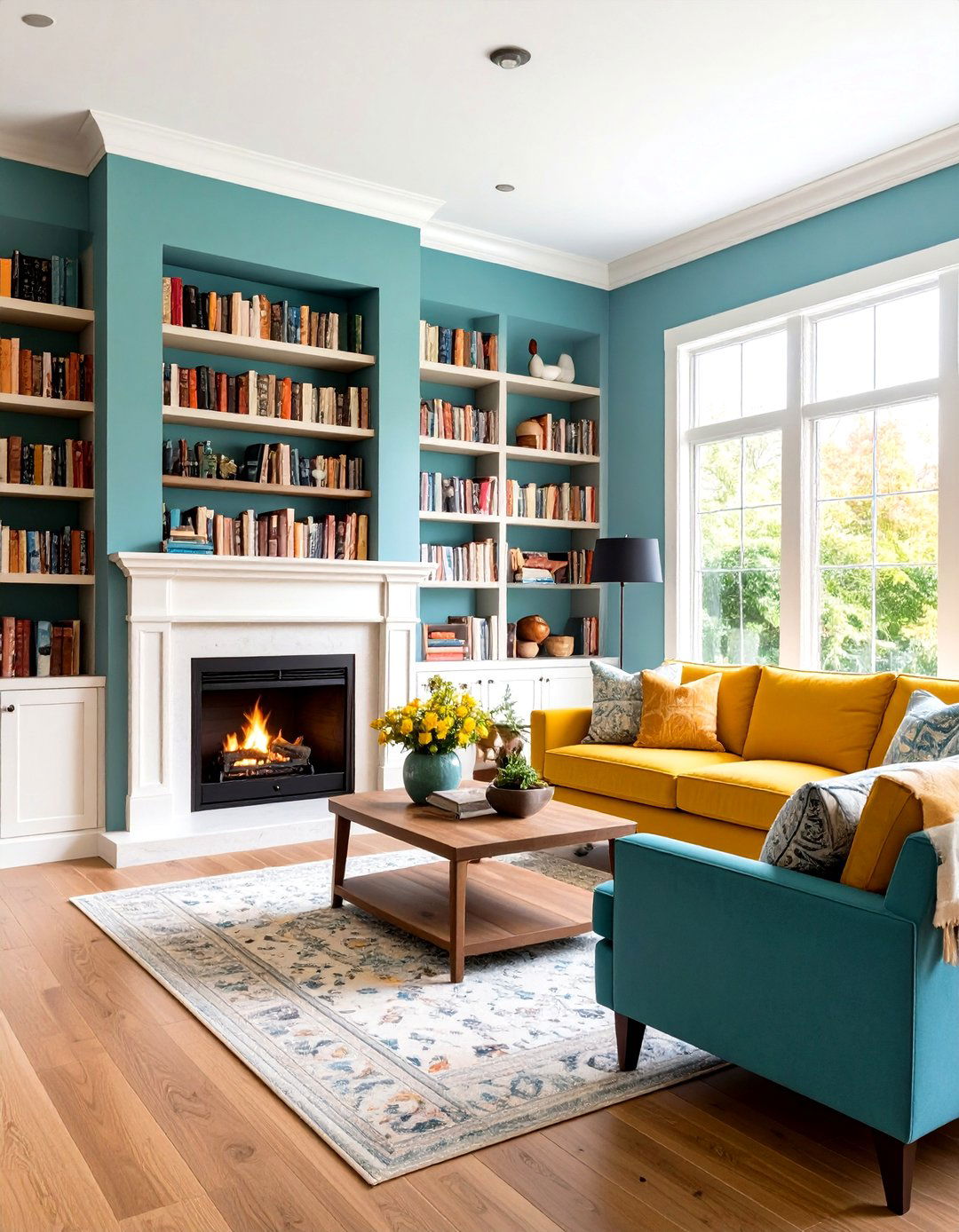 Built in Bookshelf Fireplace Integration - 24 Small Living Room Fireplace Ideas