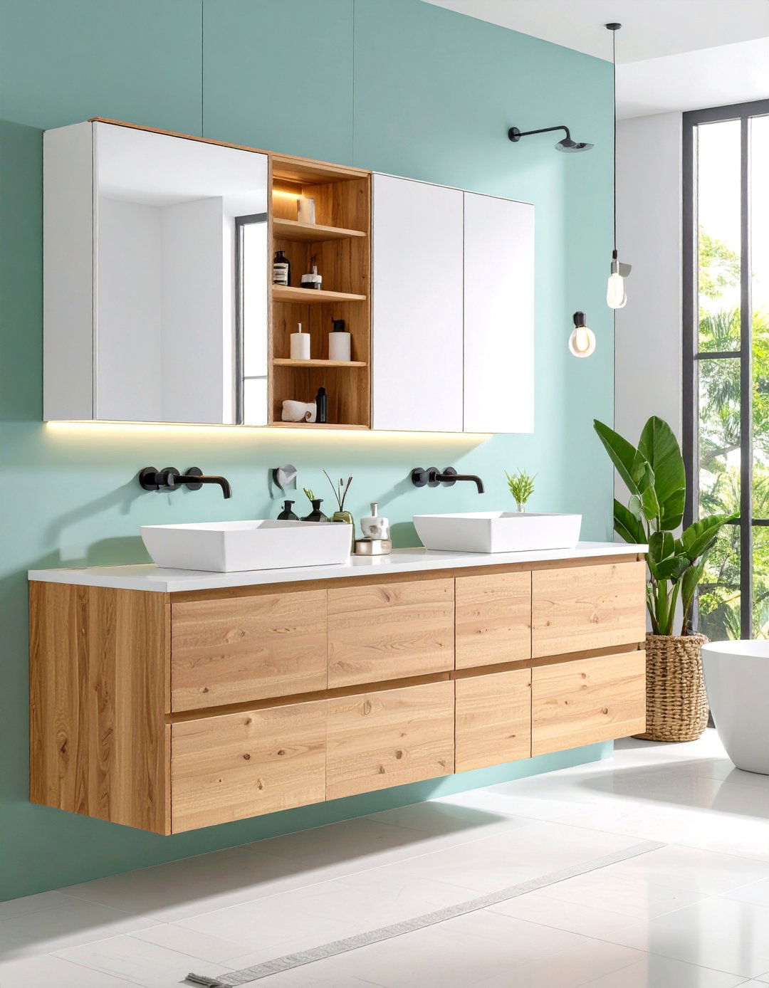 Built in Electrical and USB Outlets - 24 Bathroom Cabinet Ideas