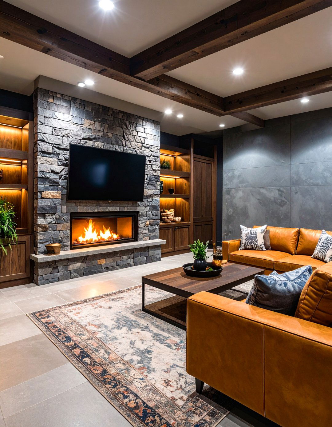 Built in Entertainment Center Fireplace - 24 Basement Fireplace Ideas