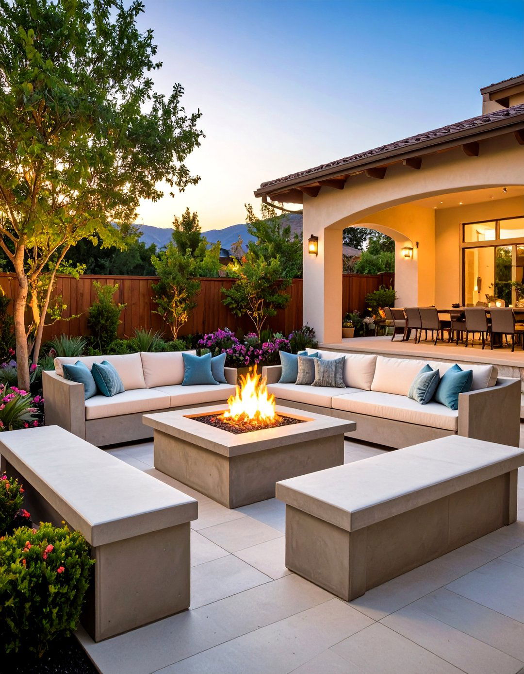 Built in Fire Pit Seating Areas - 24 Mid-century Modern Patio Ideas