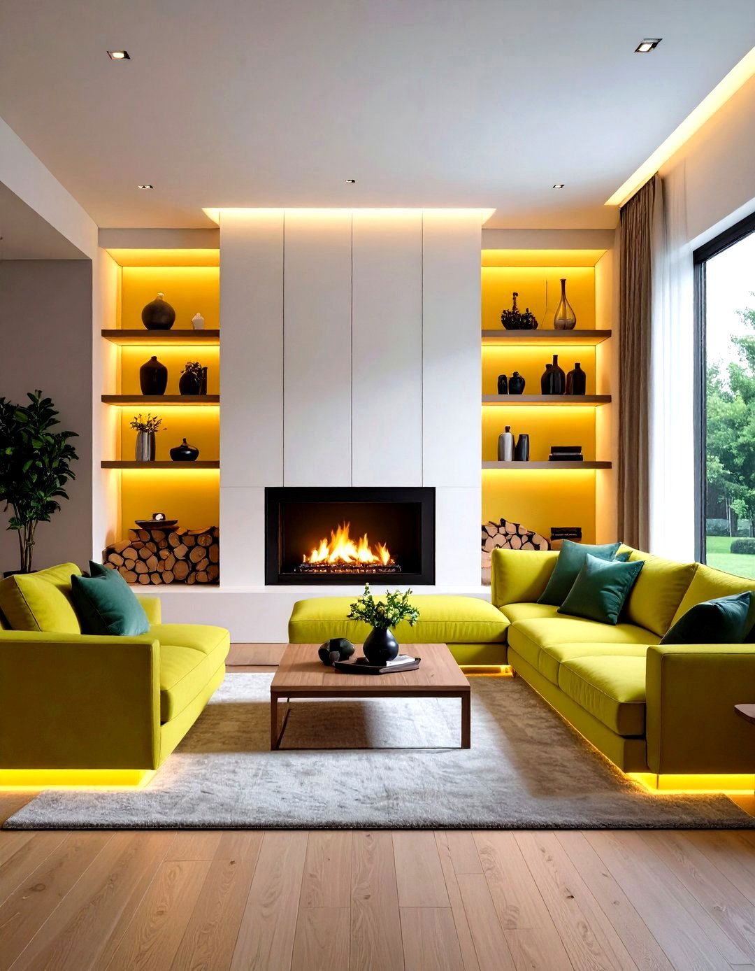 Built in Niche Lighting - 24 Fireplace Lighting Ideas
