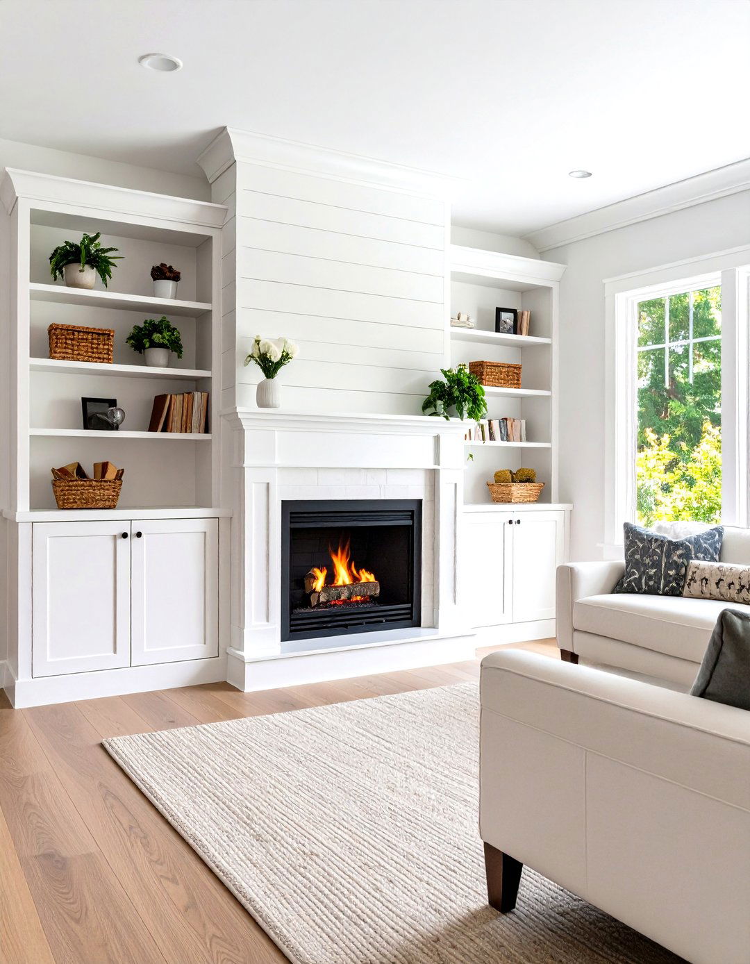 Built in Shelving Fireplace Design - 24 Farmhouse Fireplace Ideas