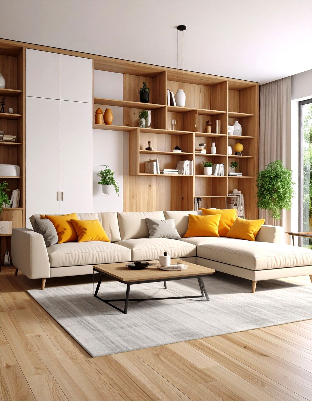 Built in Storage Living Room - 24 Organic Modern Living Room Design Ideas