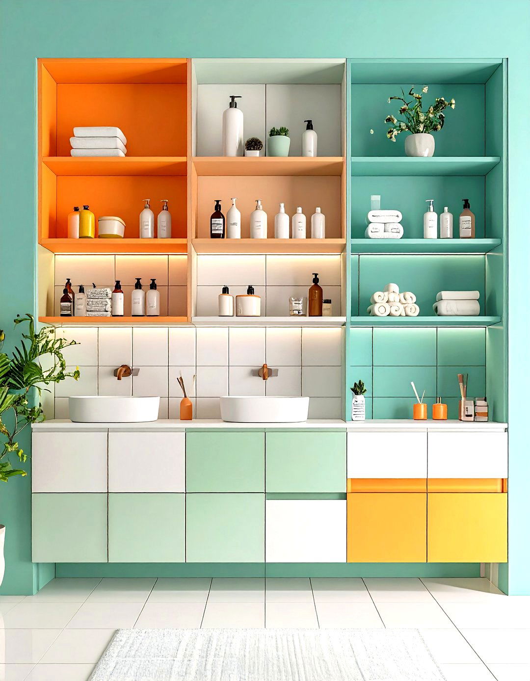 Built in Storage Niches - 24 Scandinavian Bathroom Ideas
