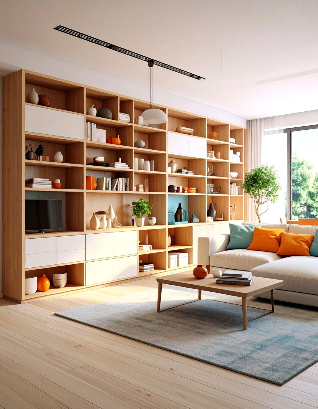 Built in Storage Solution Integration - 24 Mid-Century Modern Living Room Ideas