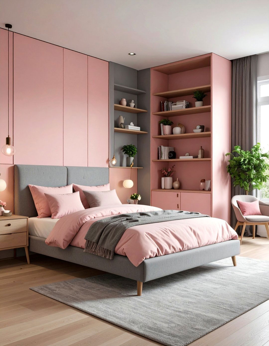 Built in Storage Solutions - 24 Pink and Grey Bedroom Ideas