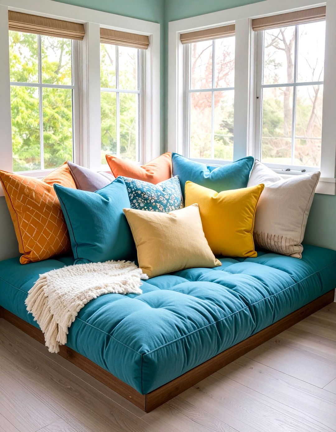 Built in Window Seat Floor Cushions - 24 Floor Seating Ideas