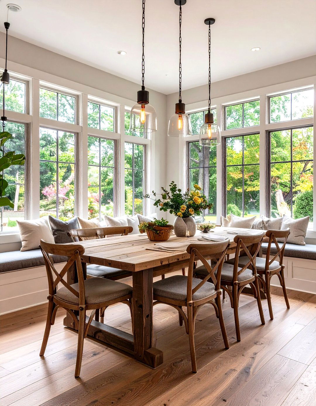 Built in Window Seat with Storage Bench - 24 Modern Farmhouse Dining Room Ideas