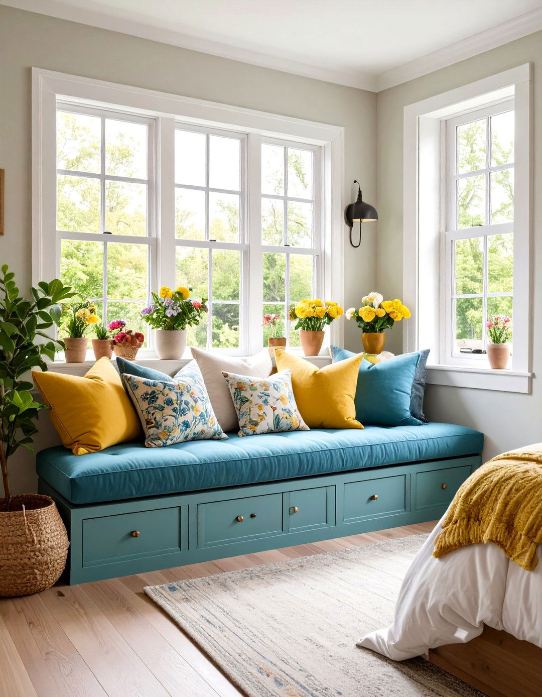 Built in Window Seating - 24 Small Guest Bedroom Ideas