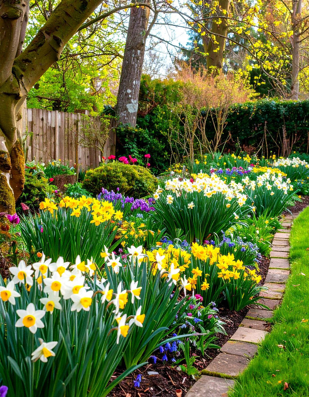 Bulb Naturalization Border - 24 Low Maintenance Garden Border Ideas