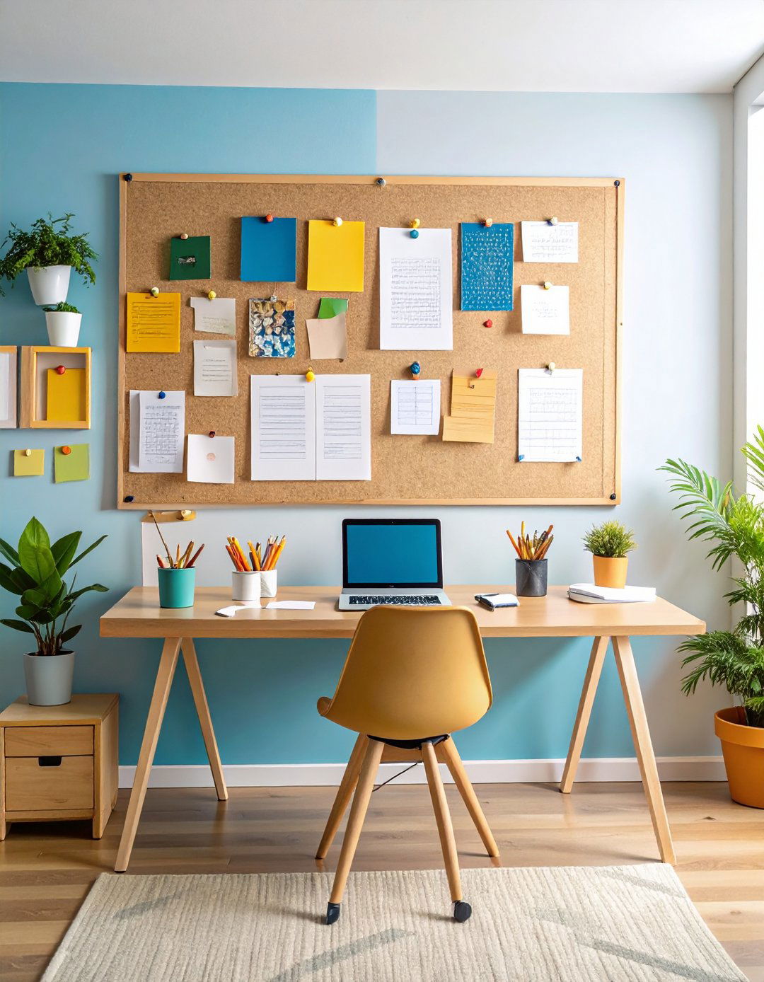 Bulletin Board Wall Command Center - 24 Budget Home Office Ideas