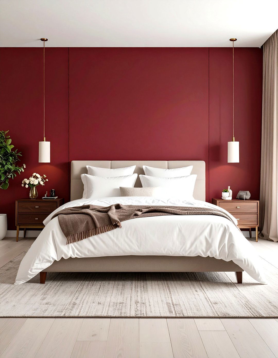 Burgundy Accent Wall Bedroom - 24 Red Bedroom Ideas