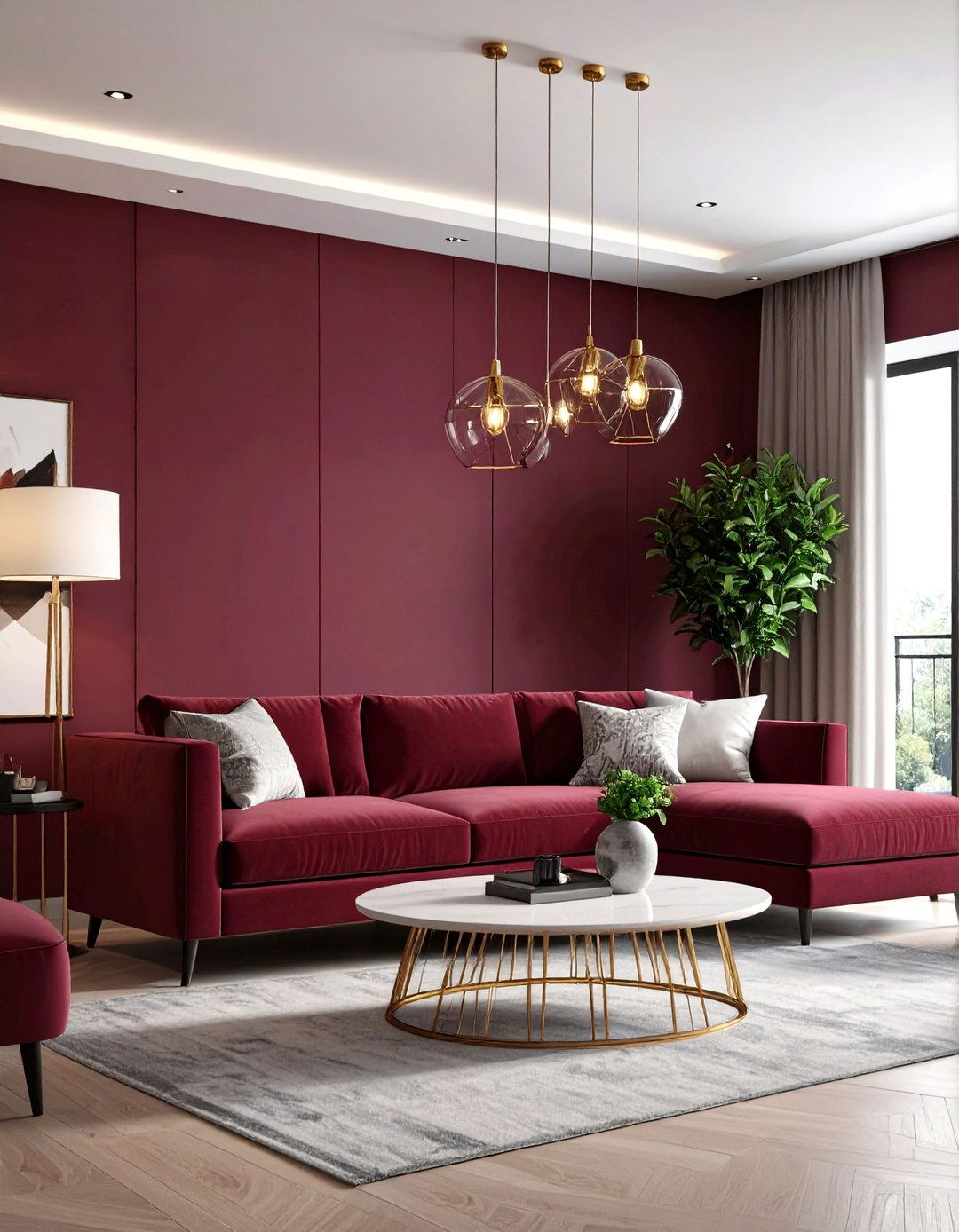 Burgundy Contemporary Cool Living Room - 24 Burgundy Living Room Ideas