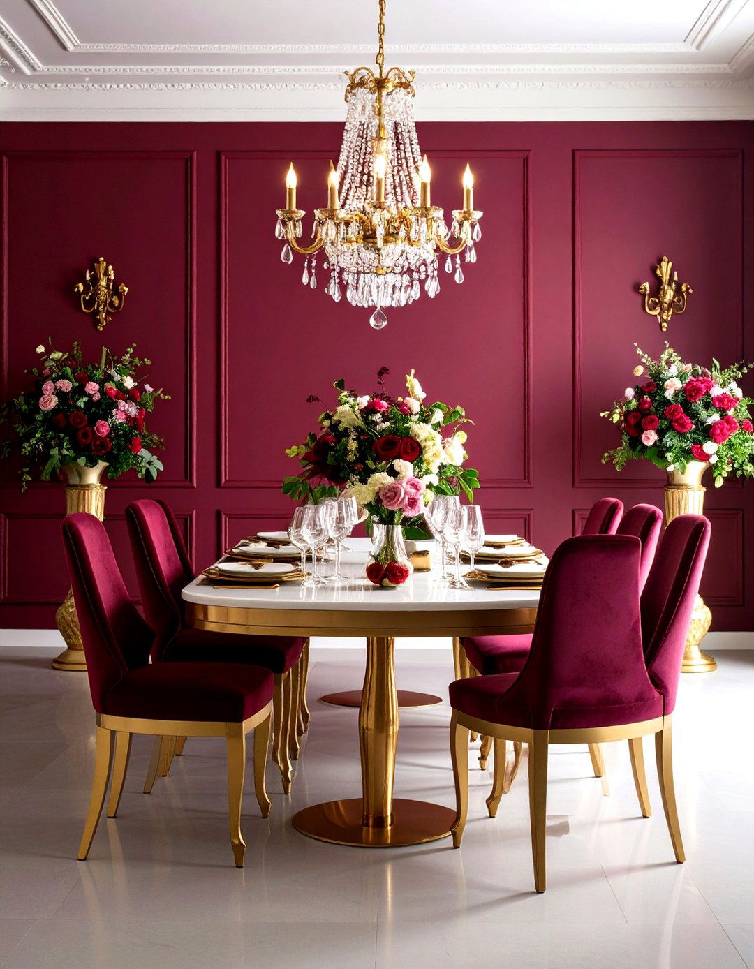 Burgundy Formal Dining Drama - 24 Monochromatic Color Schemes for Rooms