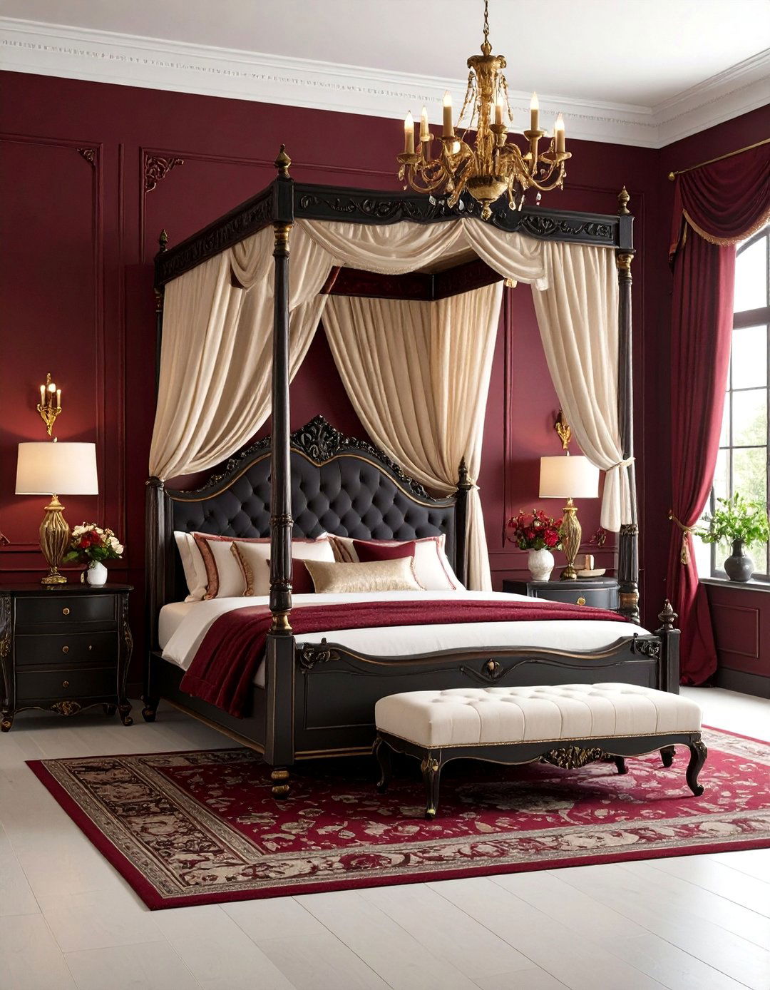 Burgundy Gothic Romance Bedroom - 24 Burgundy Bedroom Ideas
