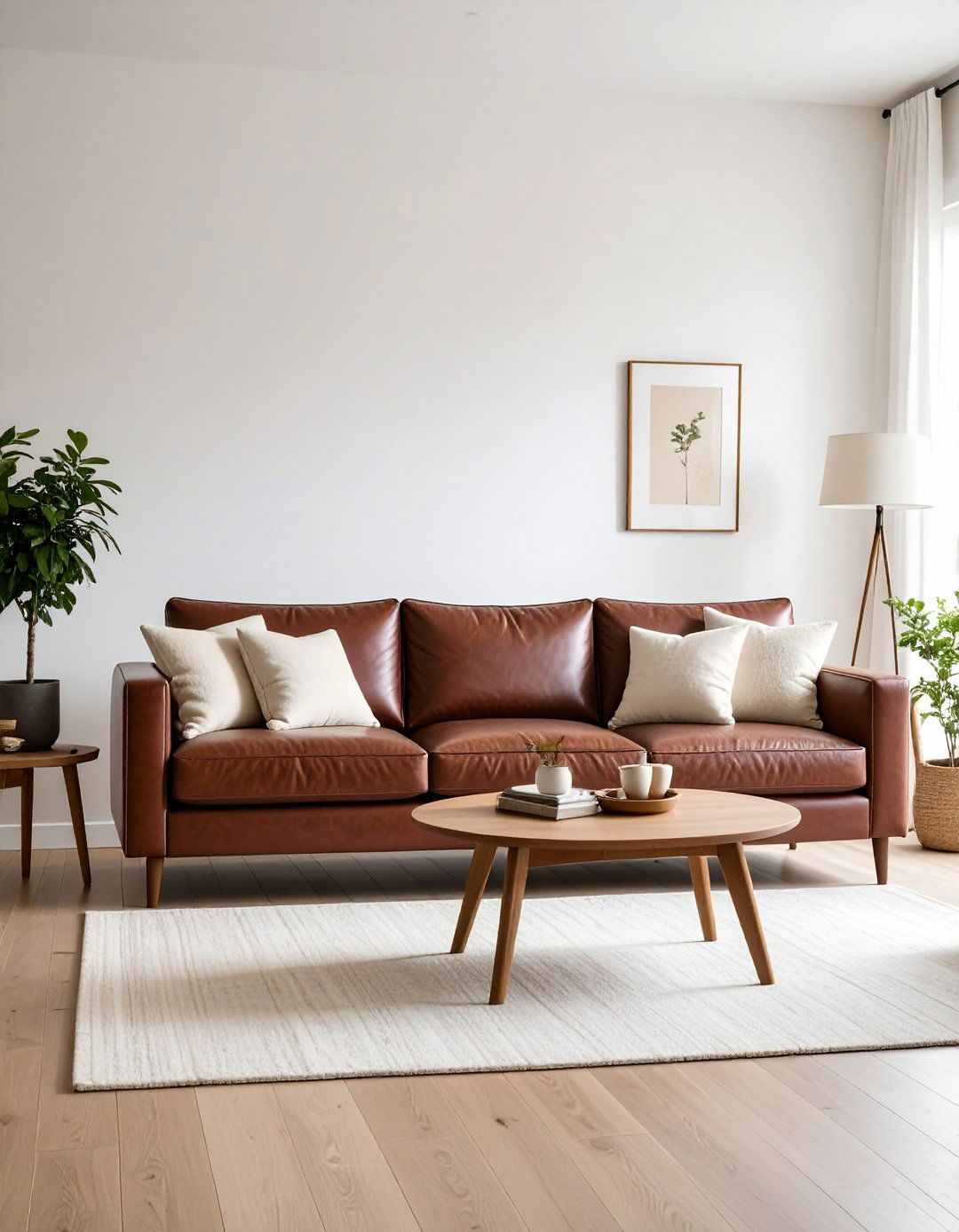 Burgundy Leather Sectional with Neutral Walls - 24 Burgundy Sofa Living Room Ideas