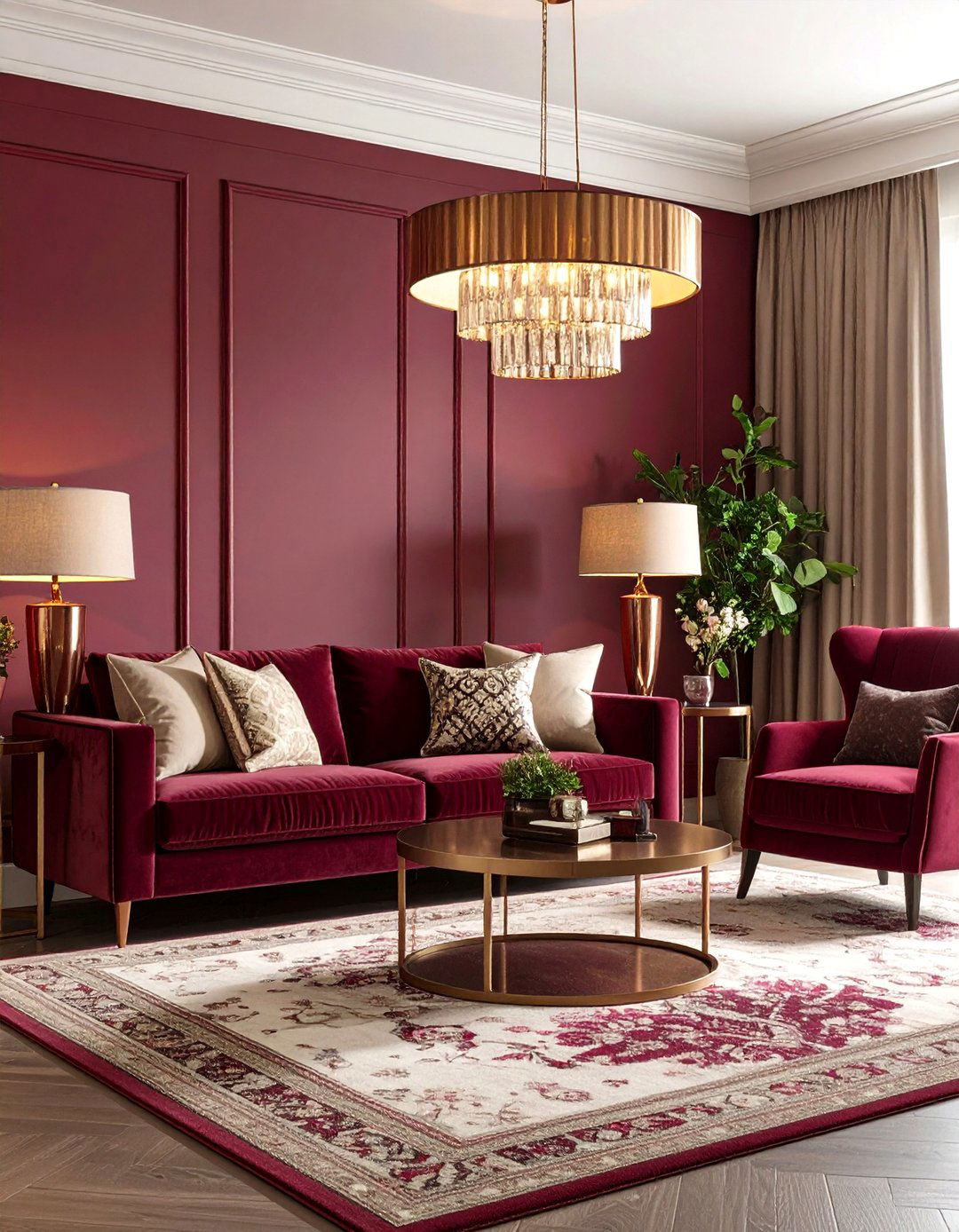 Burgundy Lighting with Warm Ambiance - 24 Burgundy Living Room Ideas