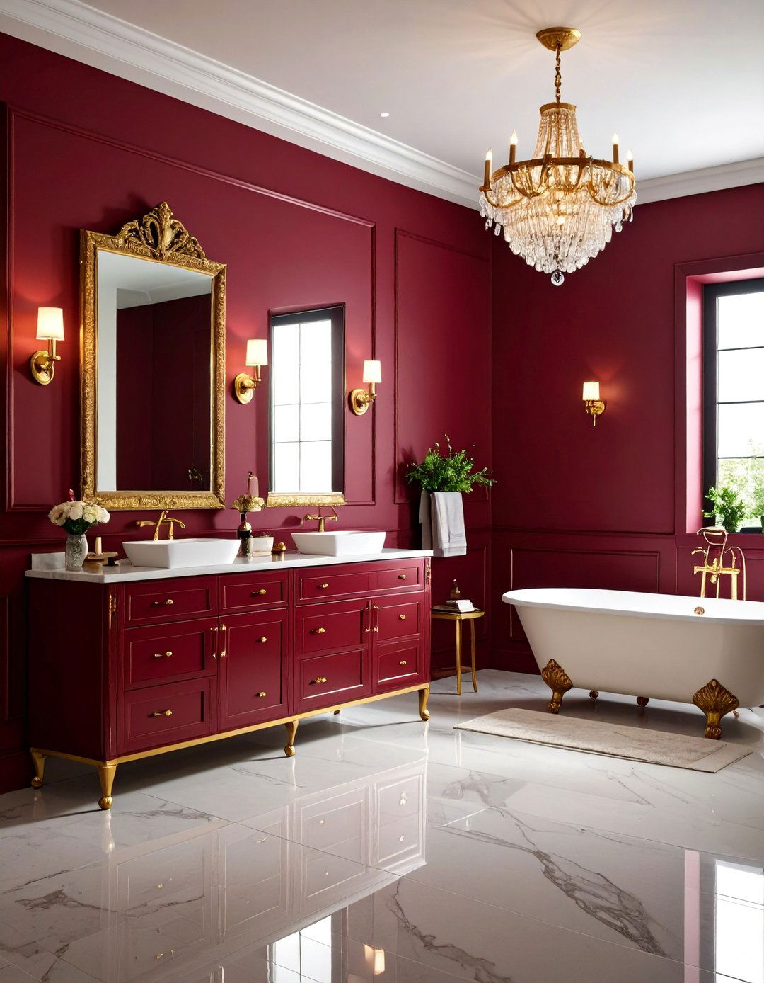 Burgundy Powder Room Drama - 24 Burgundy Bathroom Ideas