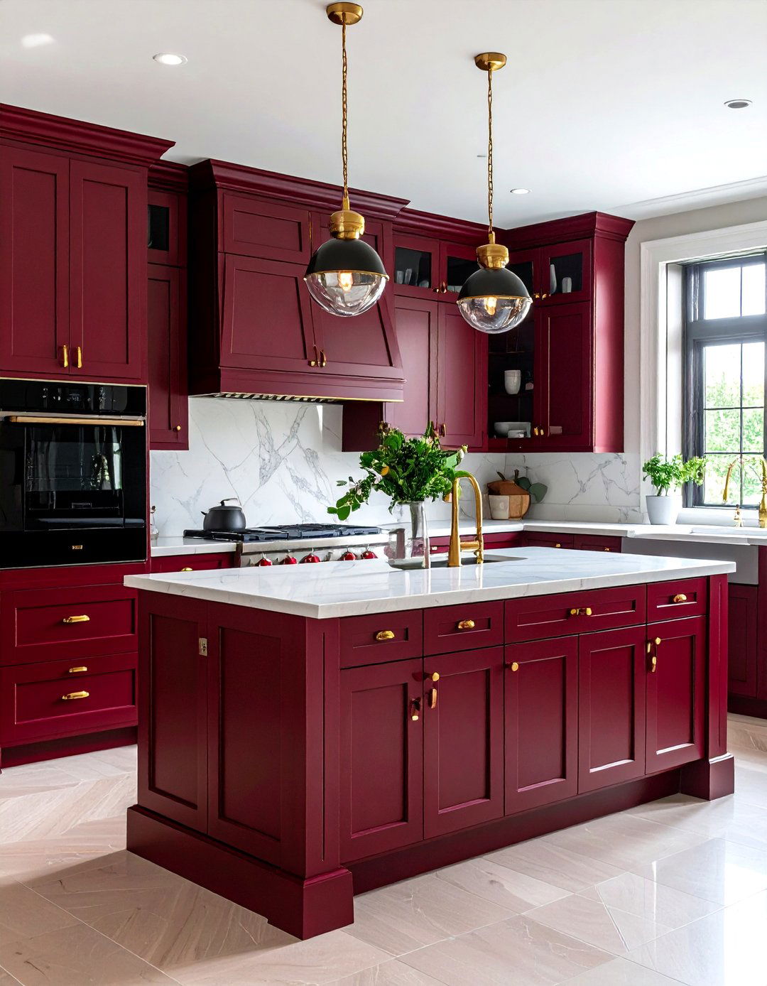 Burgundy Red Cabinets with Black Appliances - 24 What Color Cabinets Go With Black Appliances
