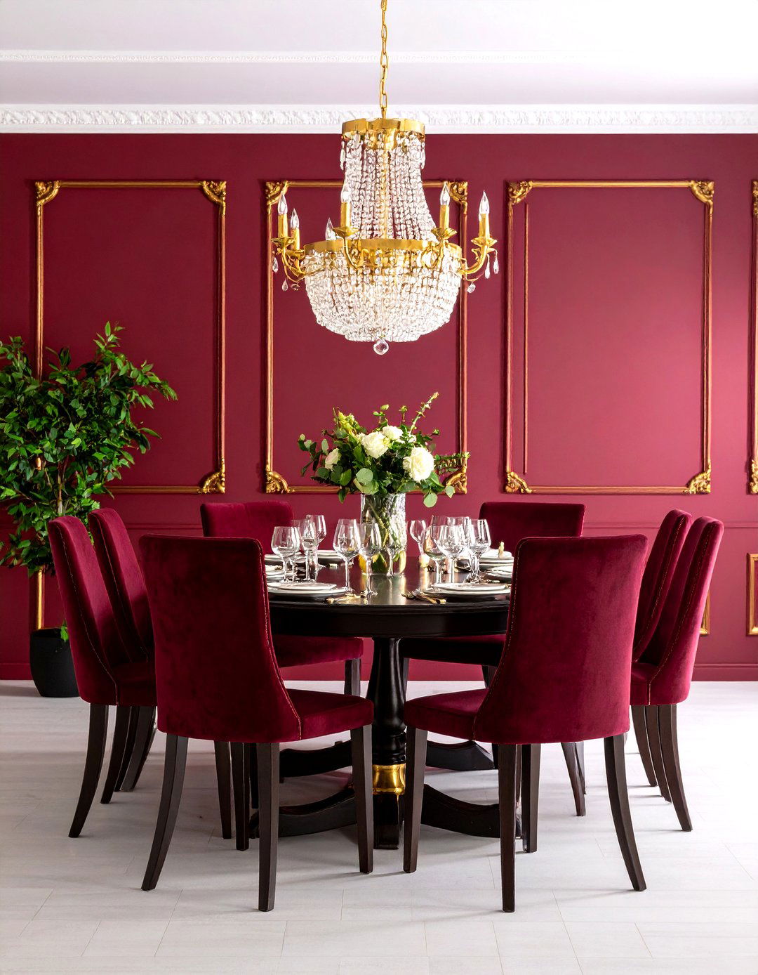 Burgundy Red Formal Dining Drama - 24 Mexican Interior Paint Colors