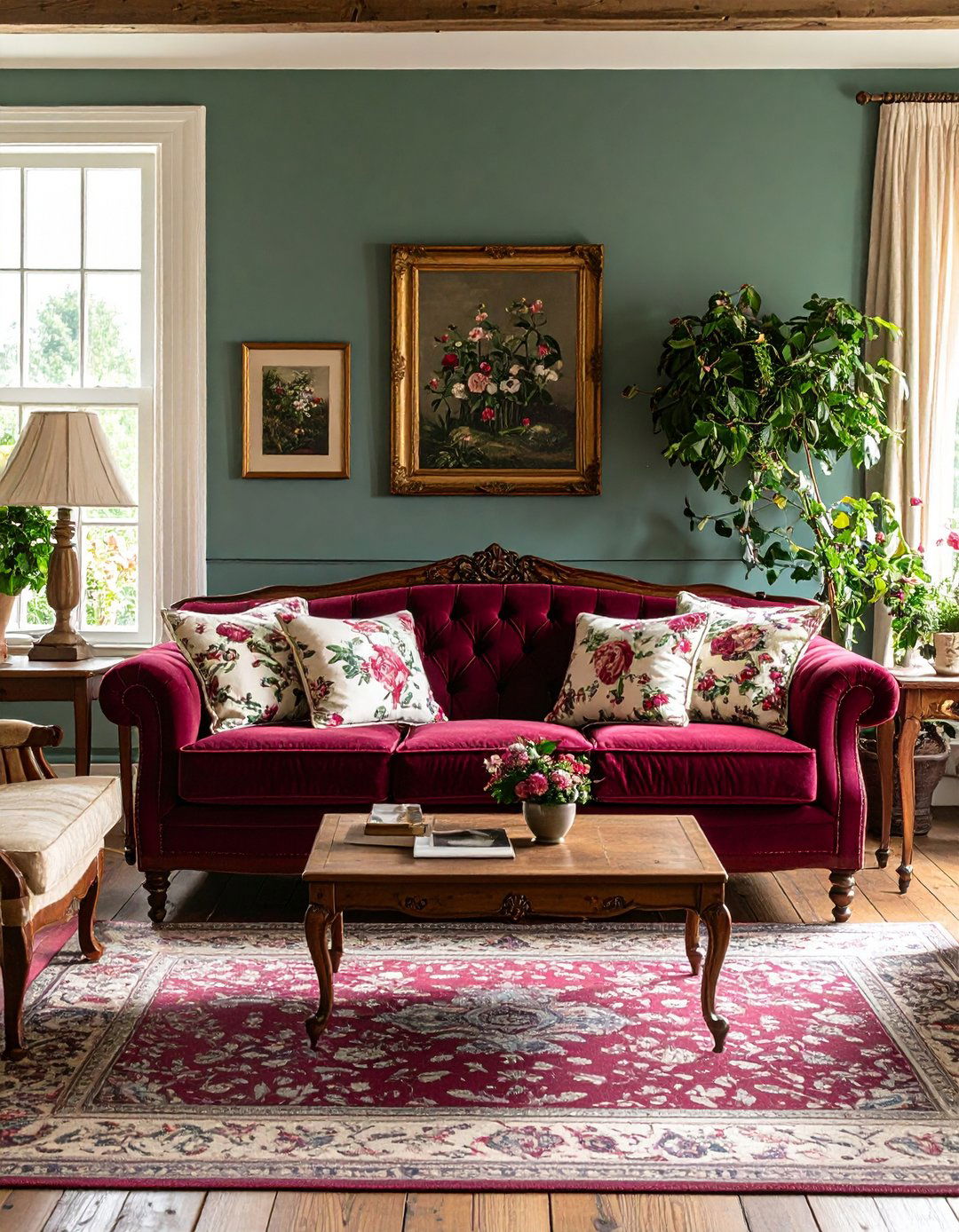Burgundy Sofa with English Country Garden - 24 Burgundy Sofa Living Room Ideas