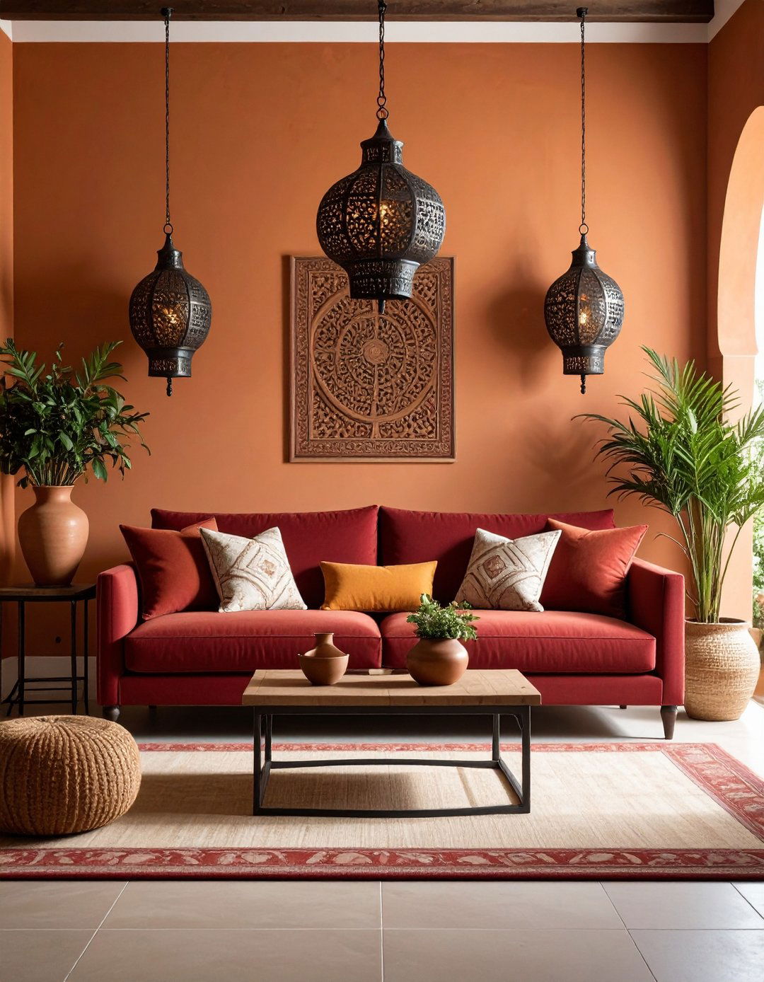 Burgundy Sofa with Mediterranean Warmth - 24 Burgundy Sofa Living Room Ideas