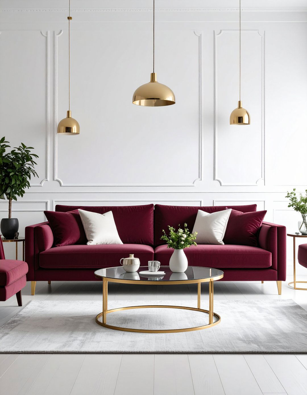 Burgundy Sofa with Modern Minimalist Design - 24 Burgundy Sofa Living Room Ideas