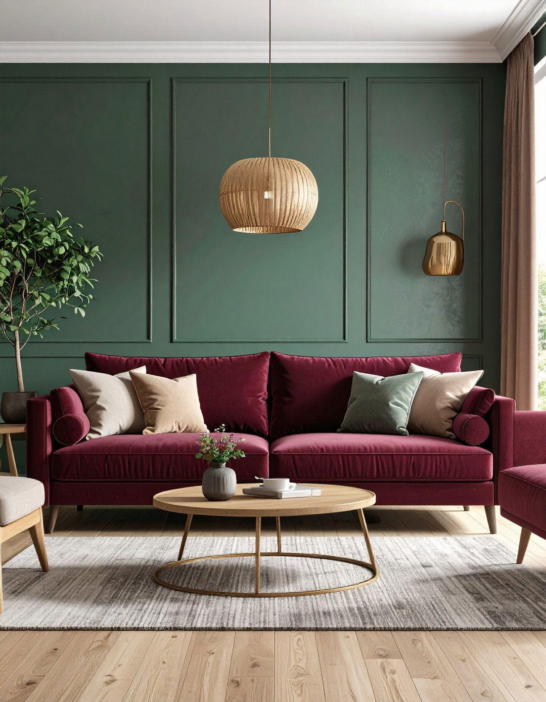 Burgundy Sofa with Multi Generational Family Living - 24 Burgundy Sofa Living Room Ideas