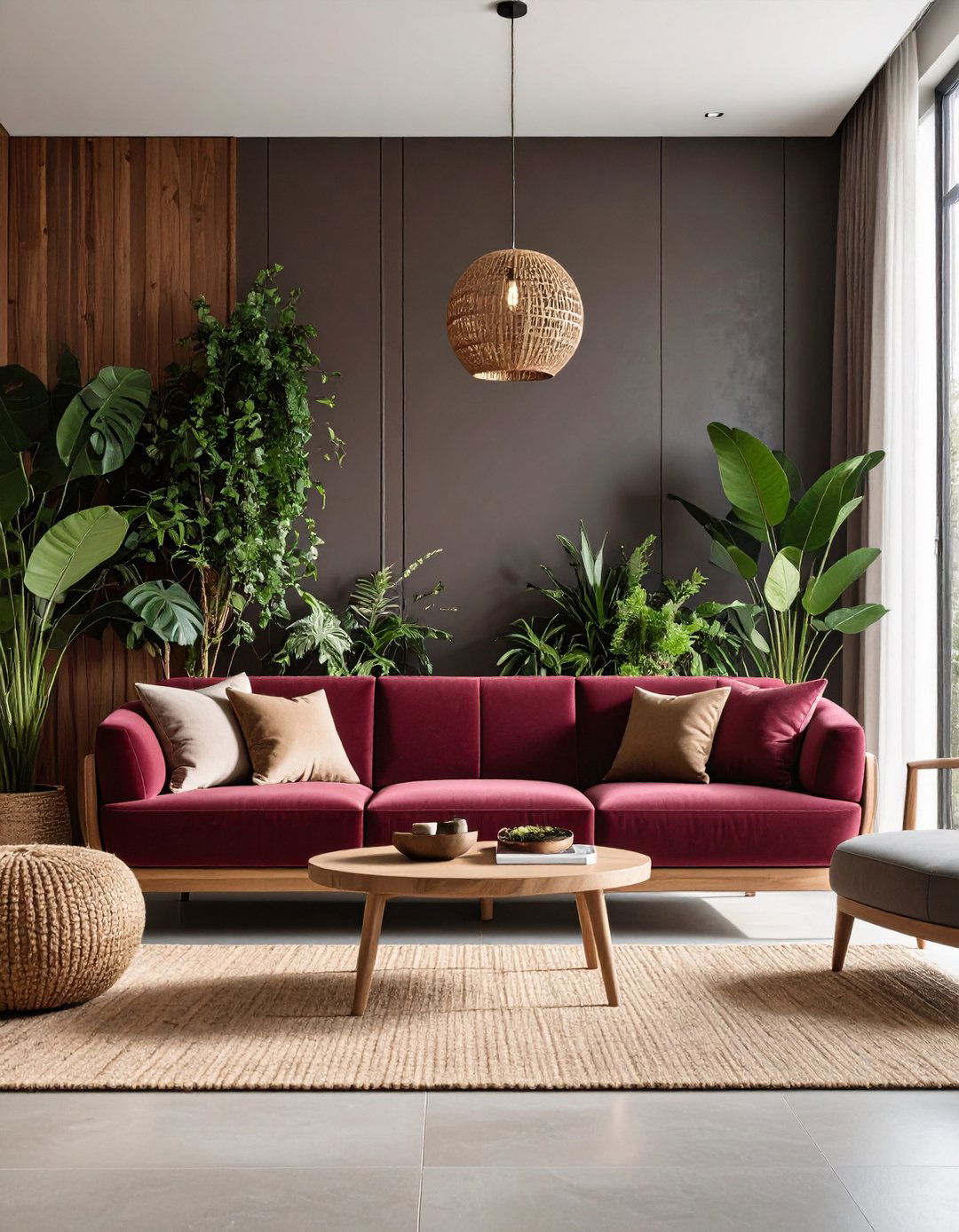 Burgundy Sofa with Natural Organic Modern - 24 Burgundy Sofa Living Room Ideas