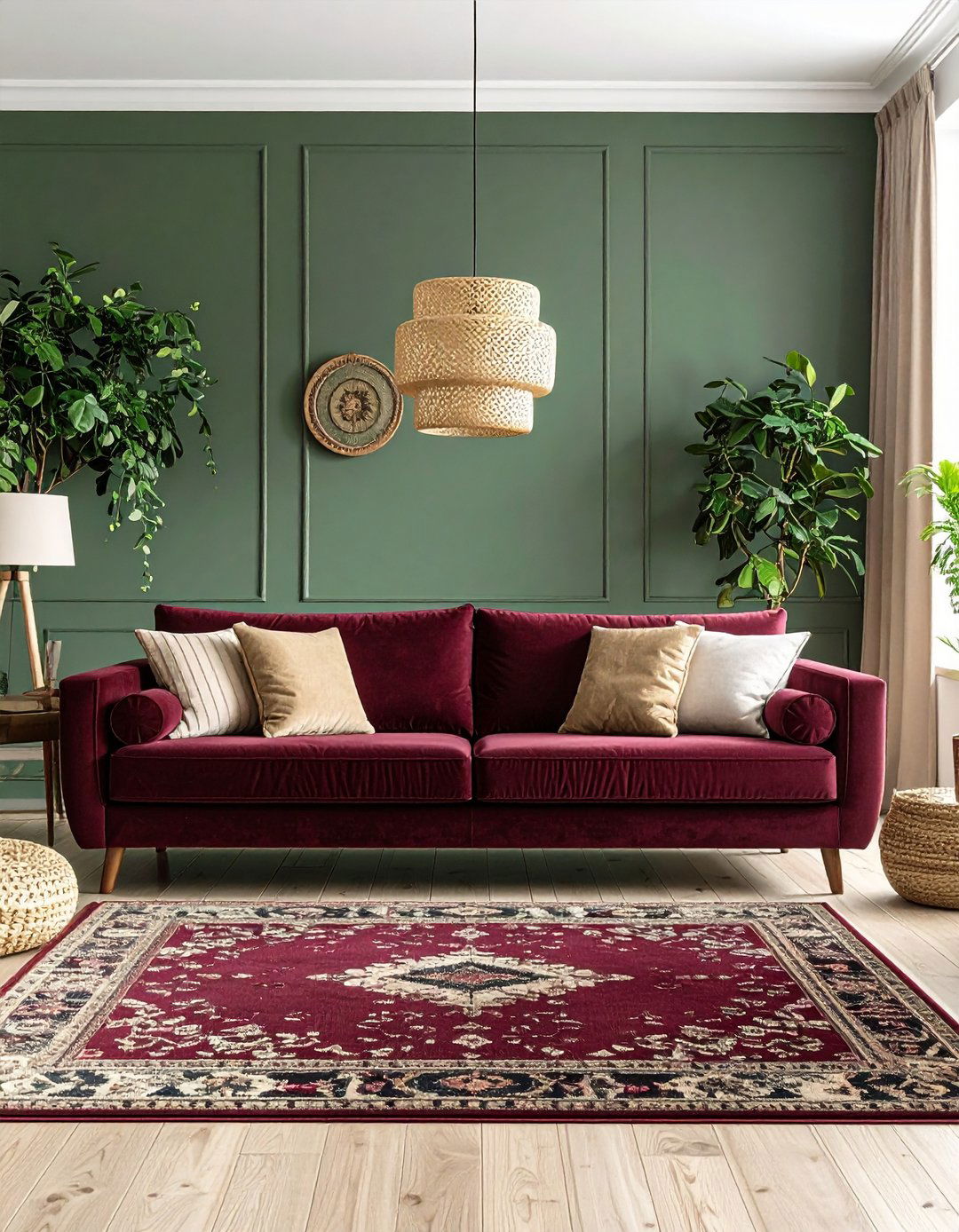 Burgundy Sofa with Open Concept Flow - 24 Burgundy Sofa Living Room Ideas