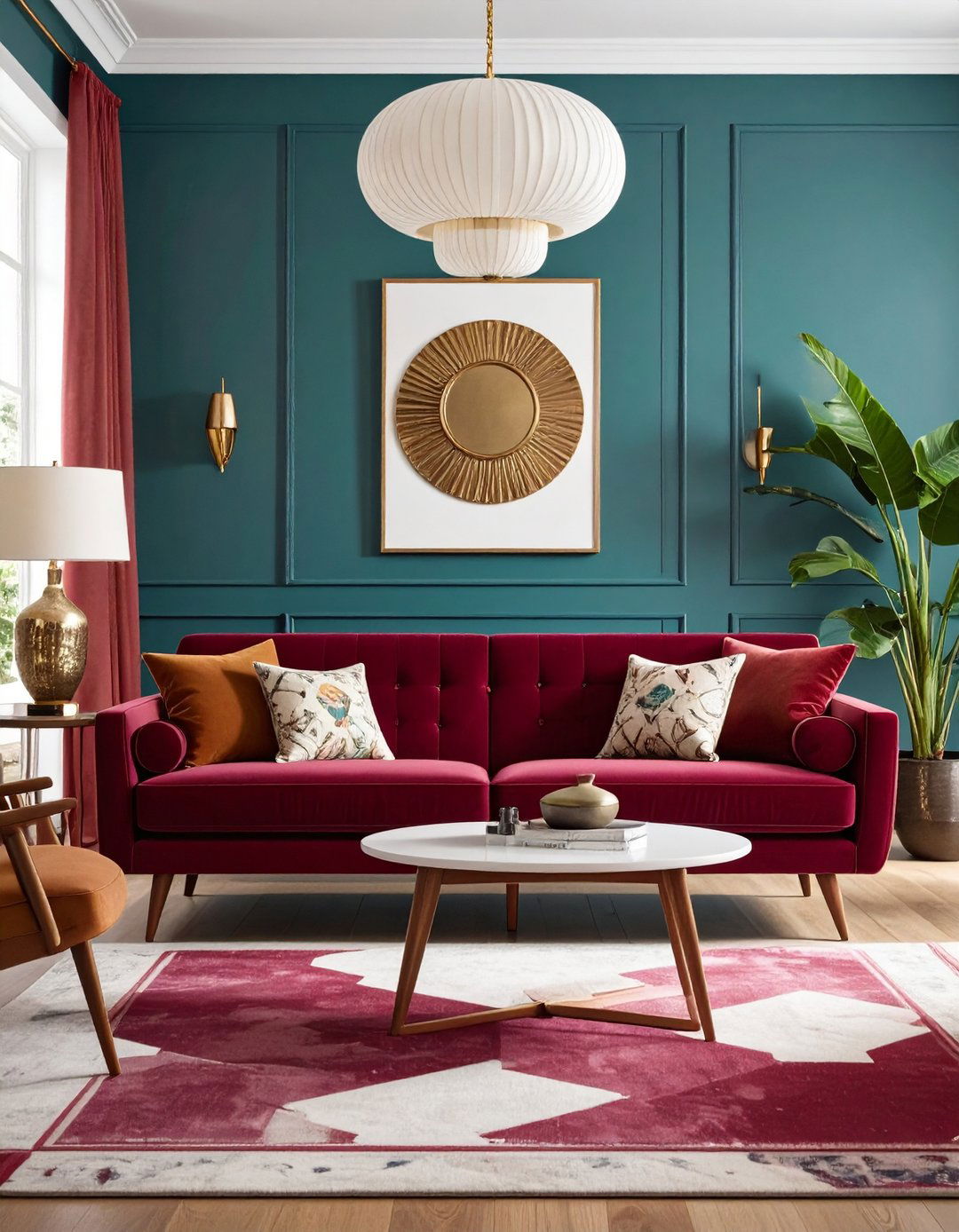 Burgundy Sofa with Vintage Revival Theme - 24 Burgundy Sofa Living Room Ideas