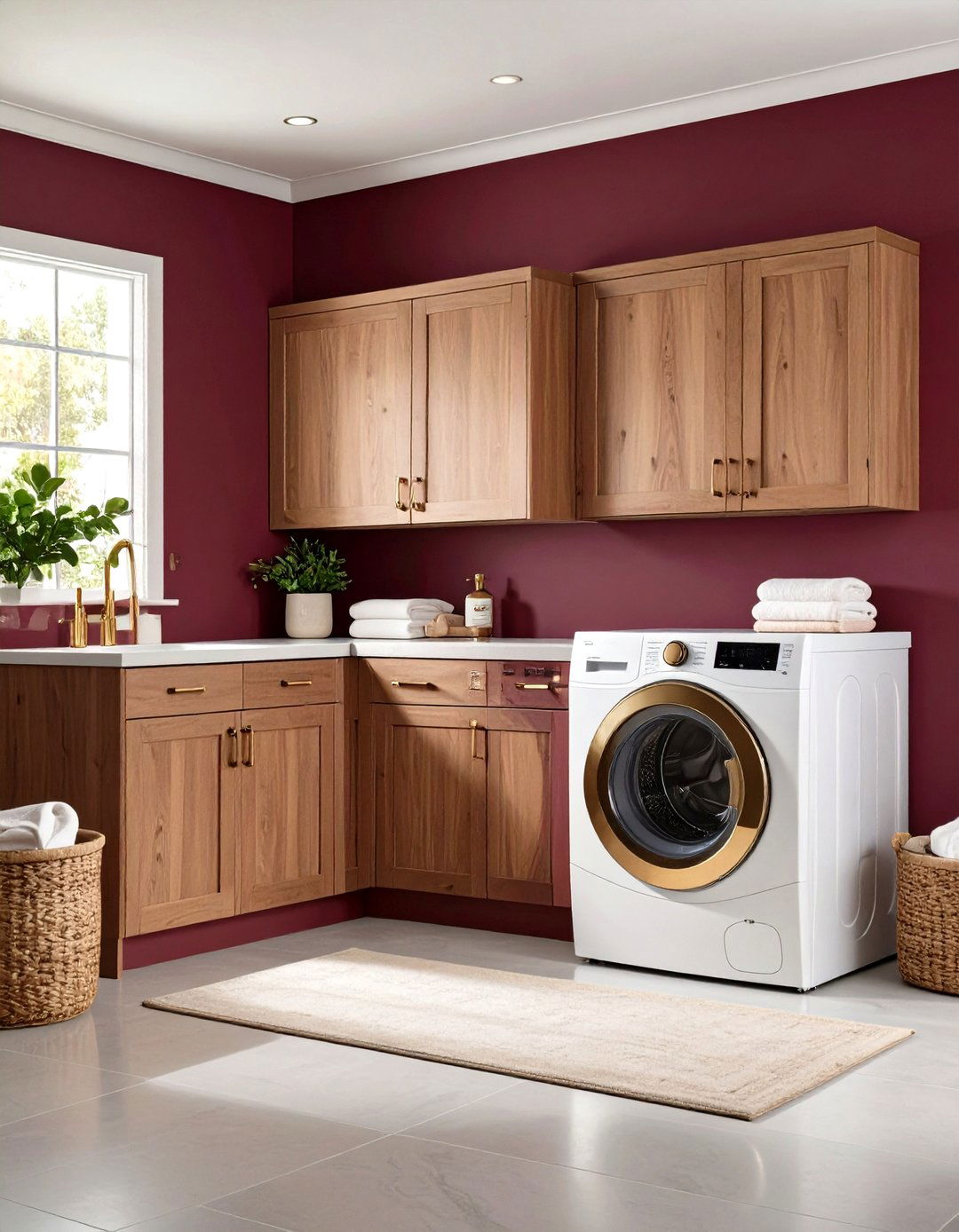Burgundy Sophistication - 24 Laundry Room Paint Ideas