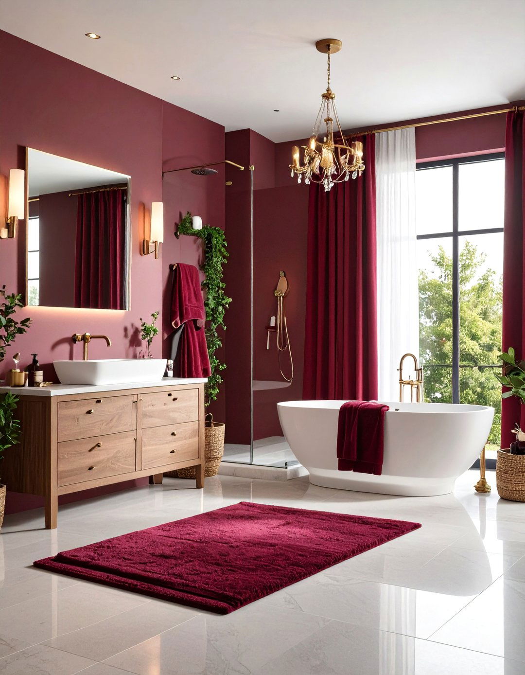 Burgundy Textiles and Accessories Approach - 24 Burgundy Bathroom Ideas