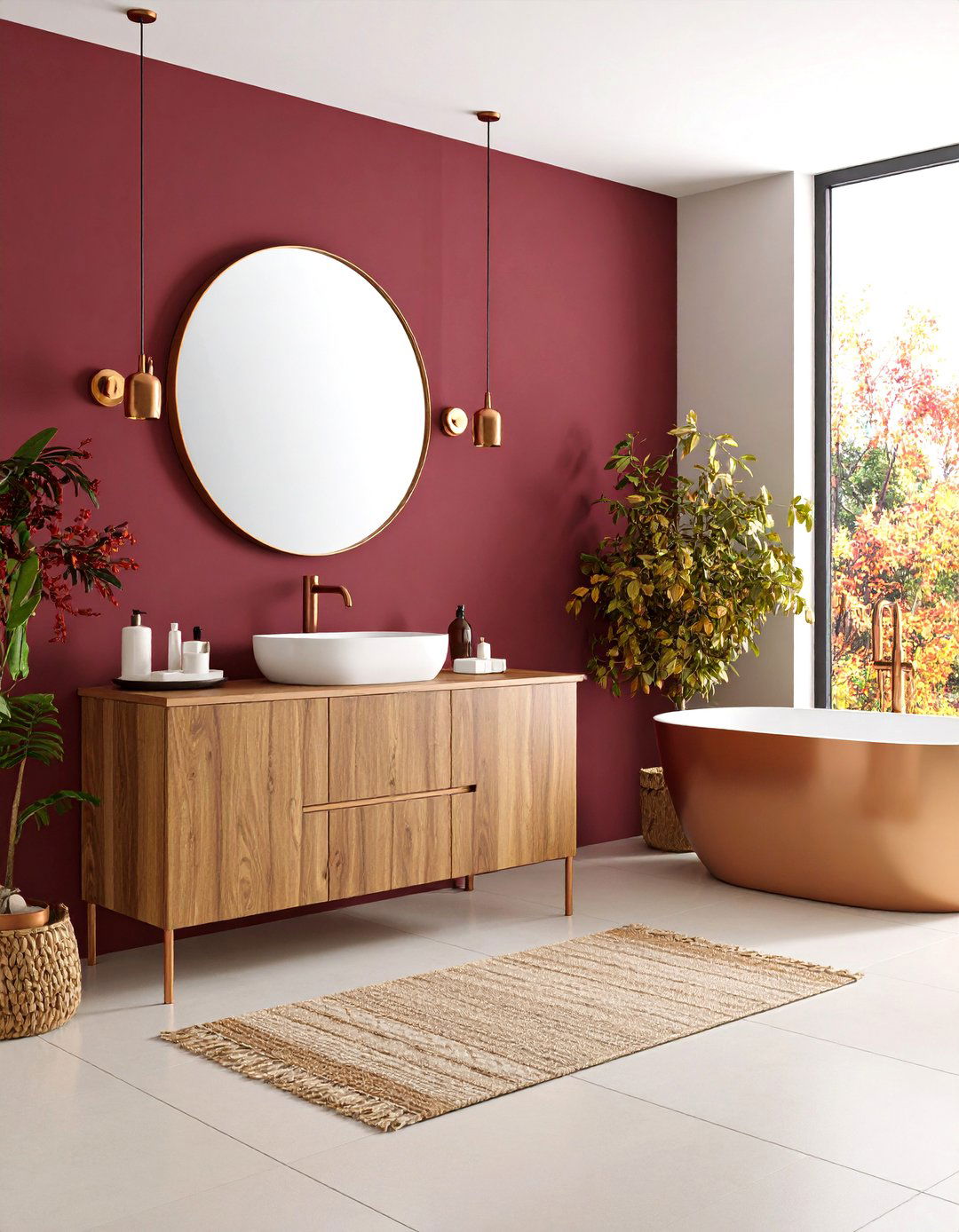 Burgundy and Copper Warm Combination - 24 Burgundy Bathroom Ideas