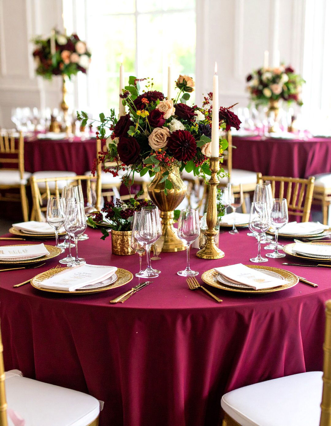 Burgundy and Gold Color Palette Themes - 24 Fall Wedding Décor Ideas